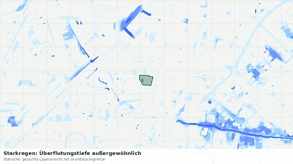 Statische Kartenansicht: Starkregen: Überflutungstiefe außergewöhnlich