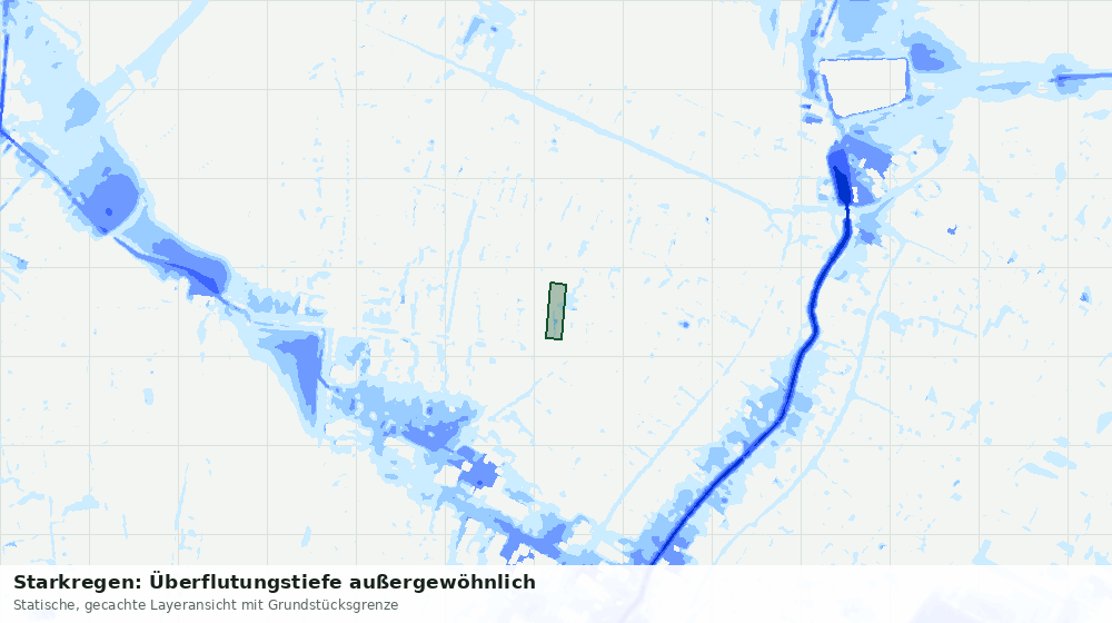 Statische Kartenansicht: Starkregen: Überflutungstiefe außergewöhnlich