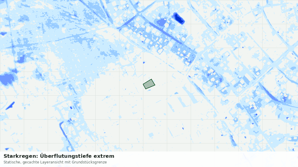 Statische Kartenansicht: Starkregen: Überflutungstiefe extrem