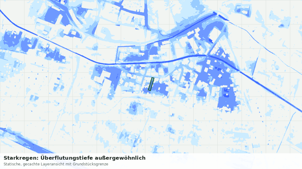 Statische Kartenansicht: Starkregen: Überflutungstiefe außergewöhnlich