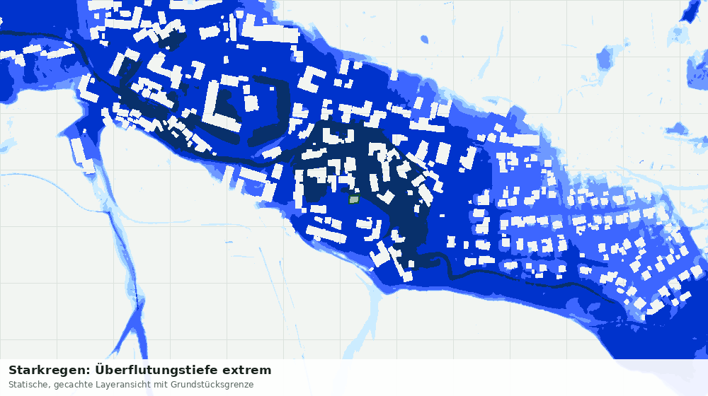 Statische Kartenansicht: Starkregen: Überflutungstiefe extrem