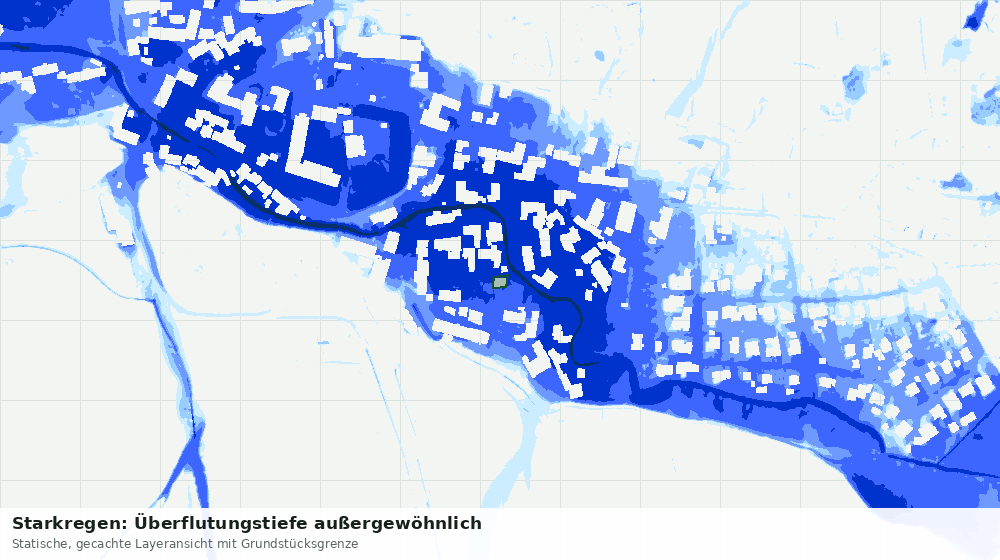 Statische Kartenansicht: Starkregen: Überflutungstiefe außergewöhnlich