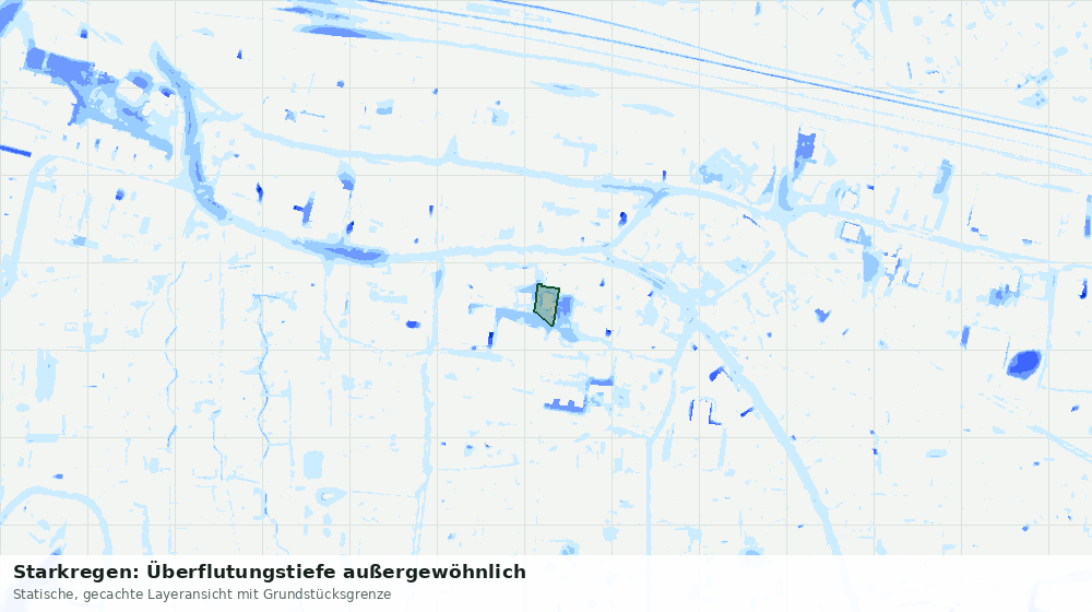 Statische Kartenansicht: Starkregen: Überflutungstiefe außergewöhnlich