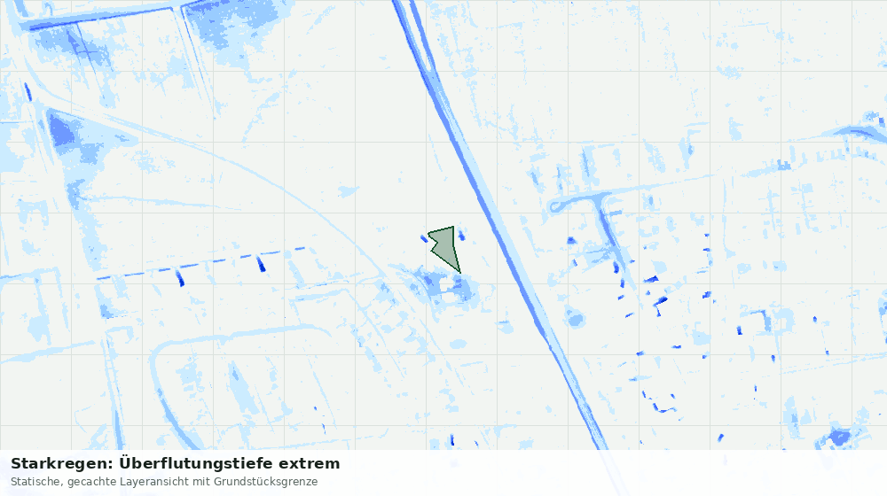 Statische Kartenansicht: Starkregen: Überflutungstiefe extrem