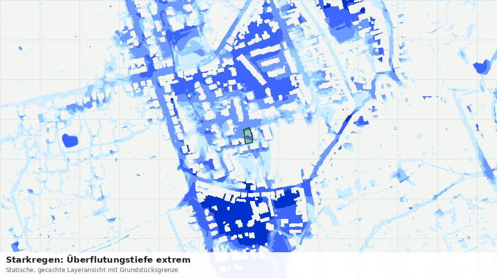 Statische Kartenansicht: Starkregen: Überflutungstiefe extrem