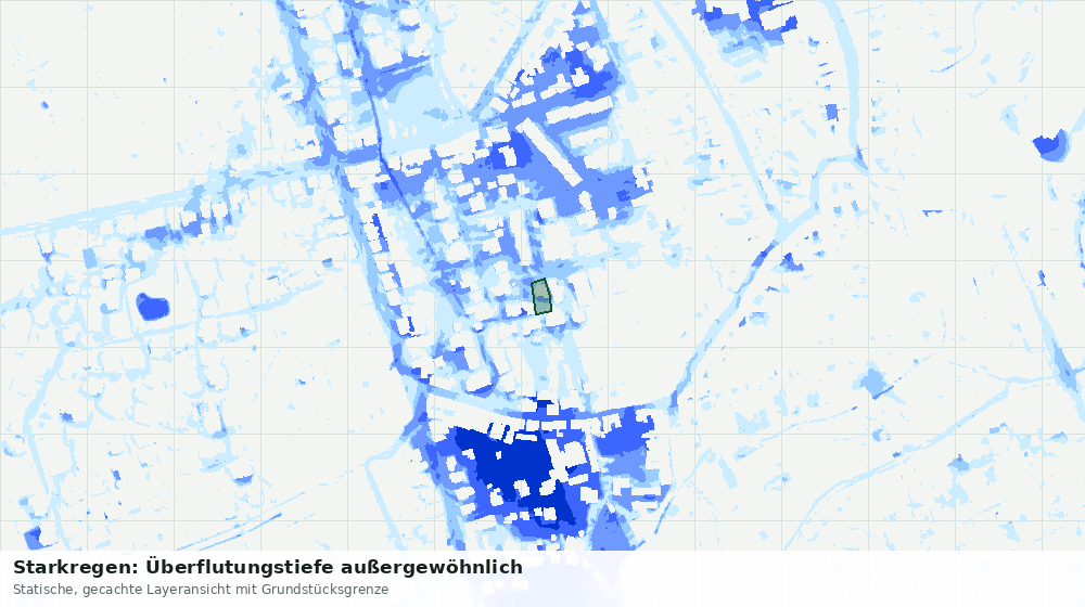 Statische Kartenansicht: Starkregen: Überflutungstiefe außergewöhnlich