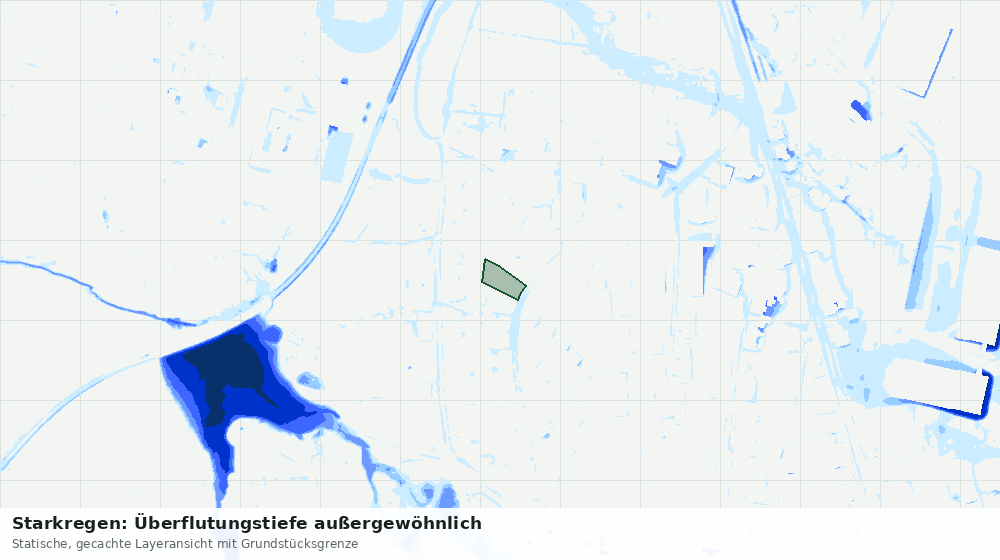 Statische Kartenansicht: Starkregen: Überflutungstiefe außergewöhnlich