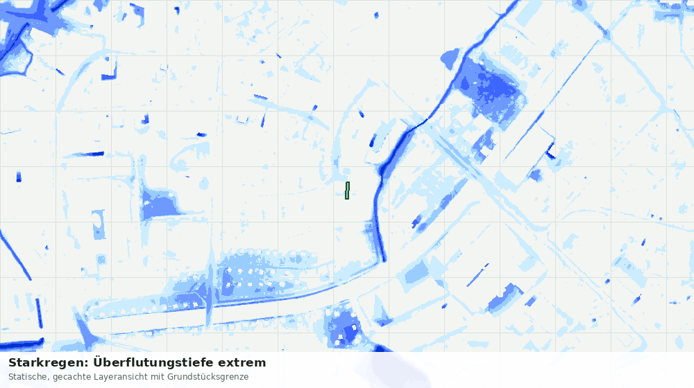 Statische Kartenansicht: Starkregen: Überflutungstiefe extrem