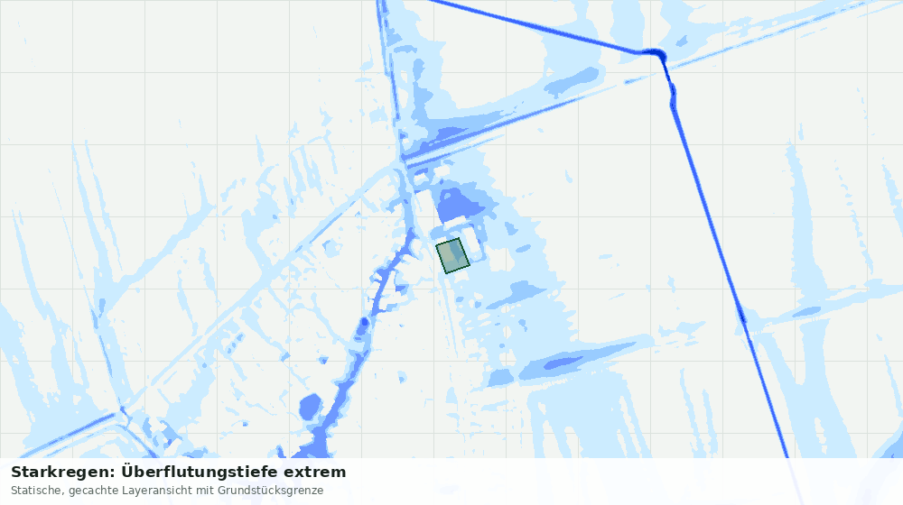 Statische Kartenansicht: Starkregen: Überflutungstiefe extrem
