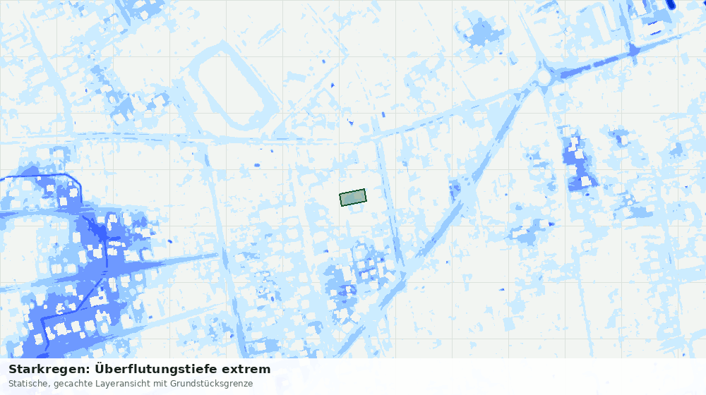 Statische Kartenansicht: Starkregen: Überflutungstiefe extrem