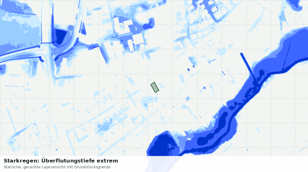 Statische Kartenansicht: Starkregen: Überflutungstiefe extrem