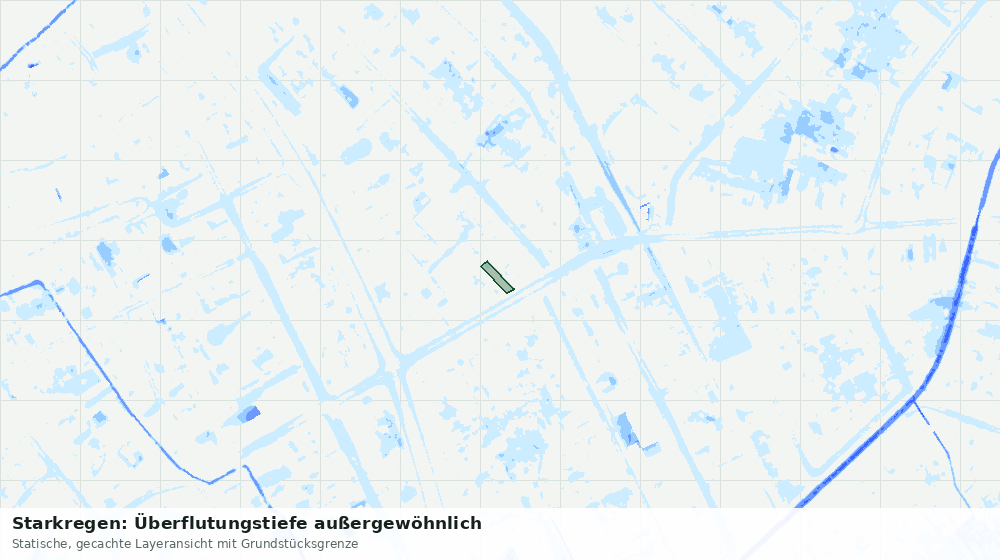 Statische Kartenansicht: Starkregen: Überflutungstiefe außergewöhnlich