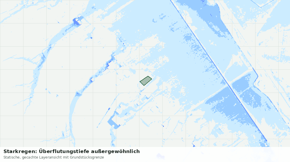 Statische Kartenansicht: Starkregen: Überflutungstiefe außergewöhnlich