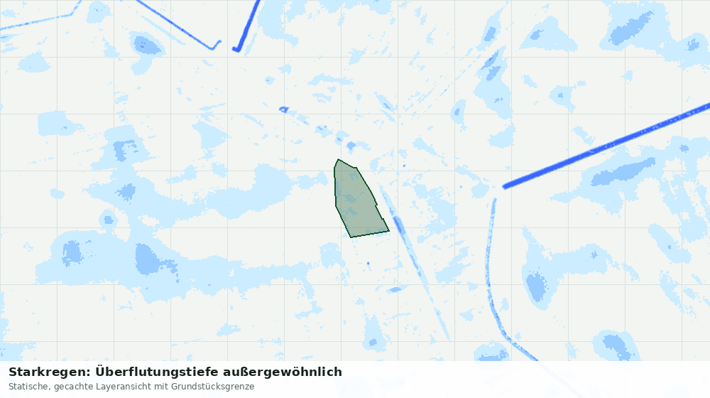 Statische Kartenansicht: Starkregen: Überflutungstiefe außergewöhnlich