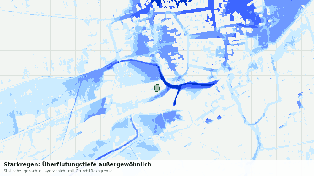 Statische Kartenansicht: Starkregen: Überflutungstiefe außergewöhnlich