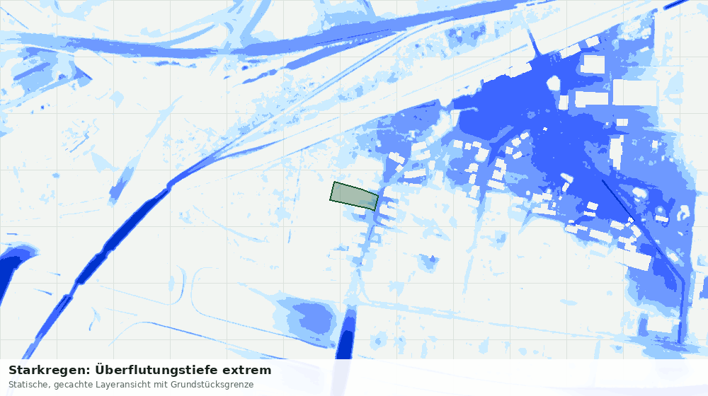 Statische Kartenansicht: Starkregen: Überflutungstiefe extrem