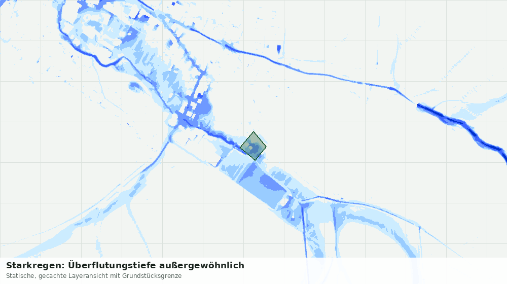 Statische Kartenansicht: Starkregen: Überflutungstiefe außergewöhnlich