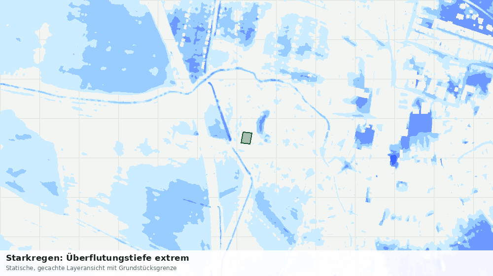 Statische Kartenansicht: Starkregen: Überflutungstiefe extrem