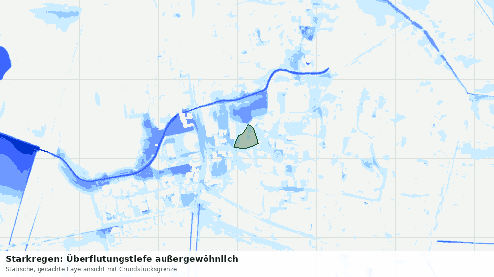 Statische Kartenansicht: Starkregen: Überflutungstiefe außergewöhnlich
