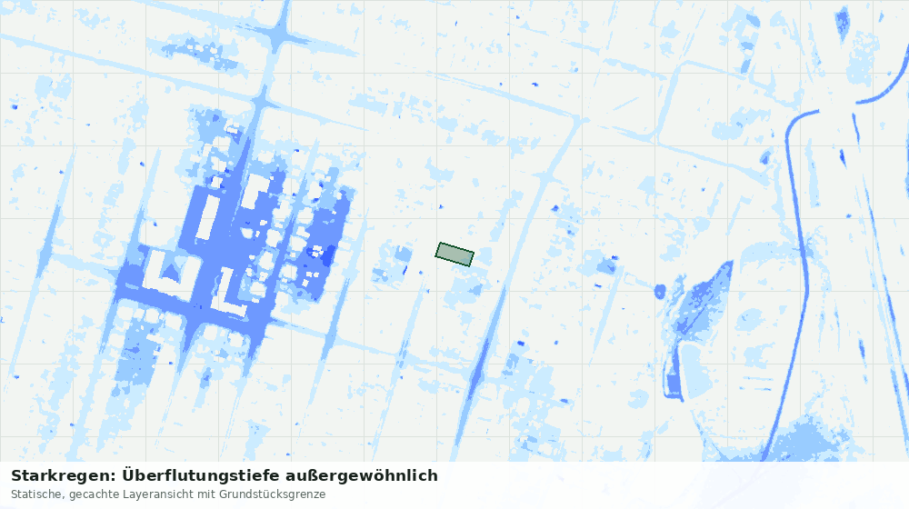 Statische Kartenansicht: Starkregen: Überflutungstiefe außergewöhnlich
