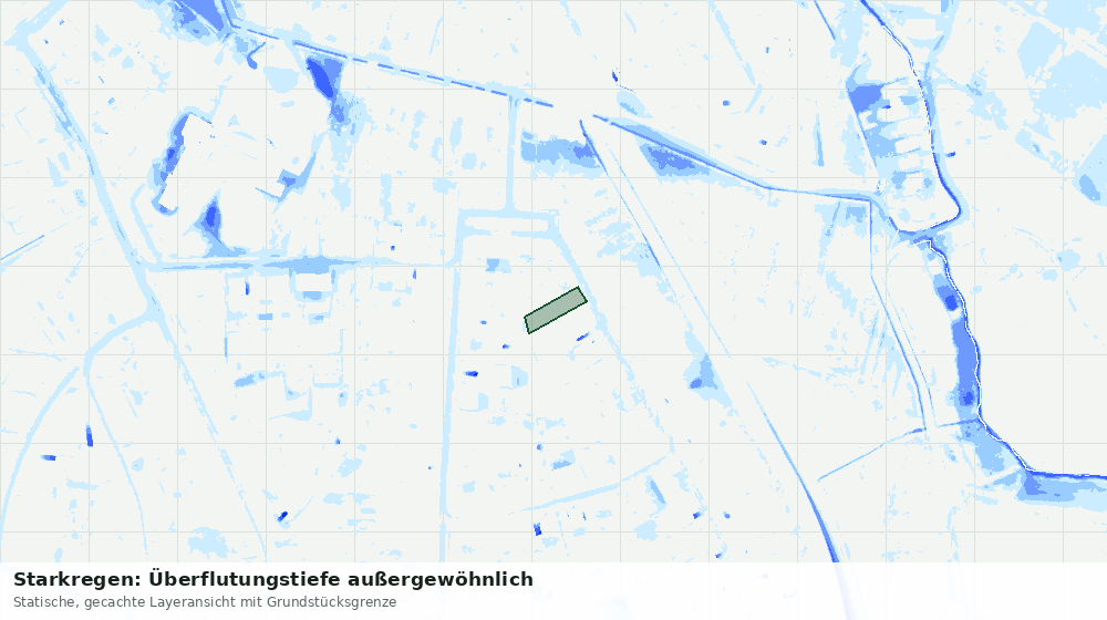 Statische Kartenansicht: Starkregen: Überflutungstiefe außergewöhnlich