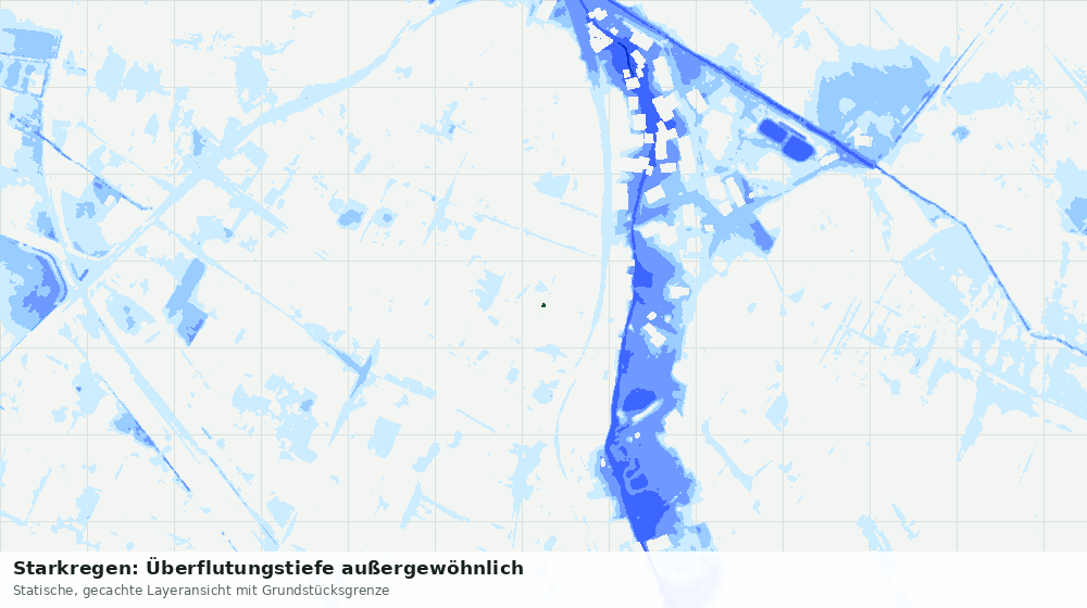 Statische Kartenansicht: Starkregen: Überflutungstiefe außergewöhnlich