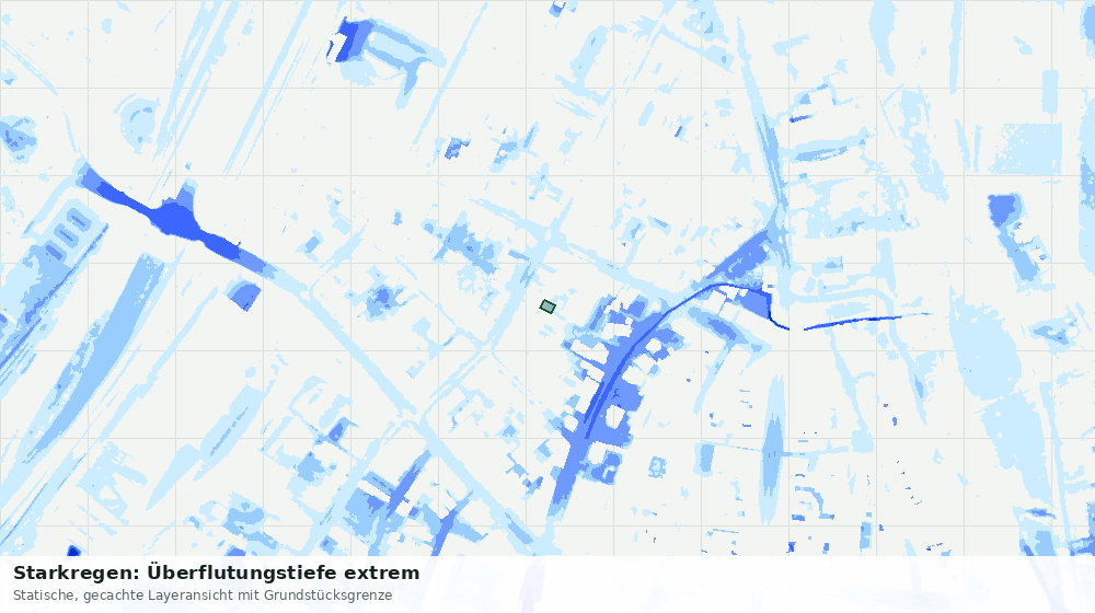 Statische Kartenansicht: Starkregen: Überflutungstiefe extrem