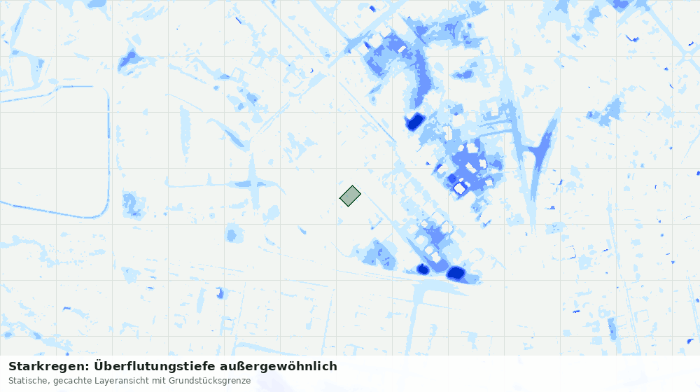 Statische Kartenansicht: Starkregen: Überflutungstiefe außergewöhnlich