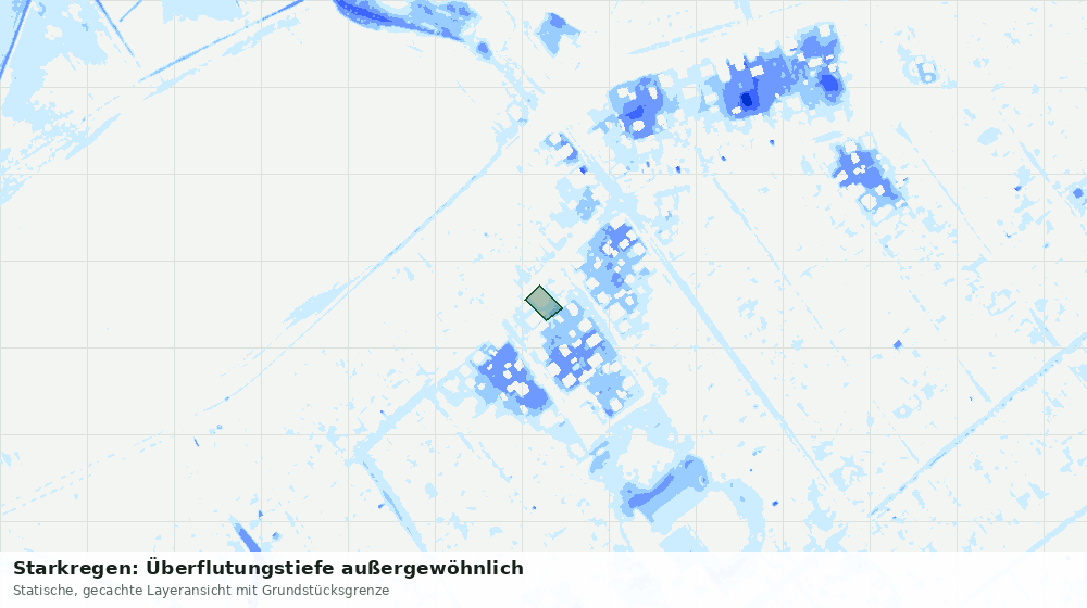 Statische Kartenansicht: Starkregen: Überflutungstiefe außergewöhnlich