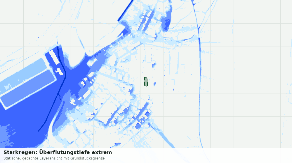 Statische Kartenansicht: Starkregen: Überflutungstiefe extrem