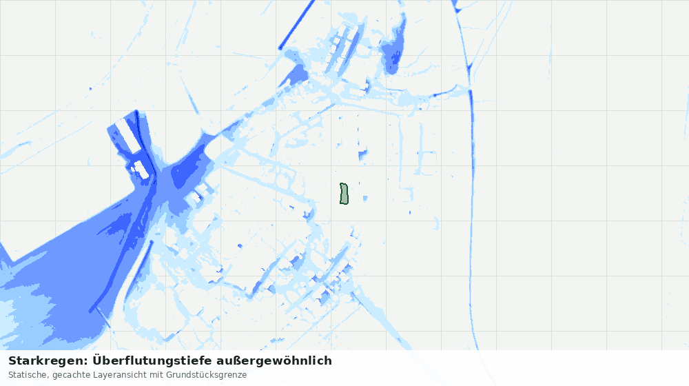 Statische Kartenansicht: Starkregen: Überflutungstiefe außergewöhnlich