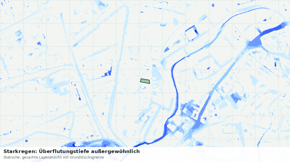 Statische Kartenansicht: Starkregen: Überflutungstiefe außergewöhnlich