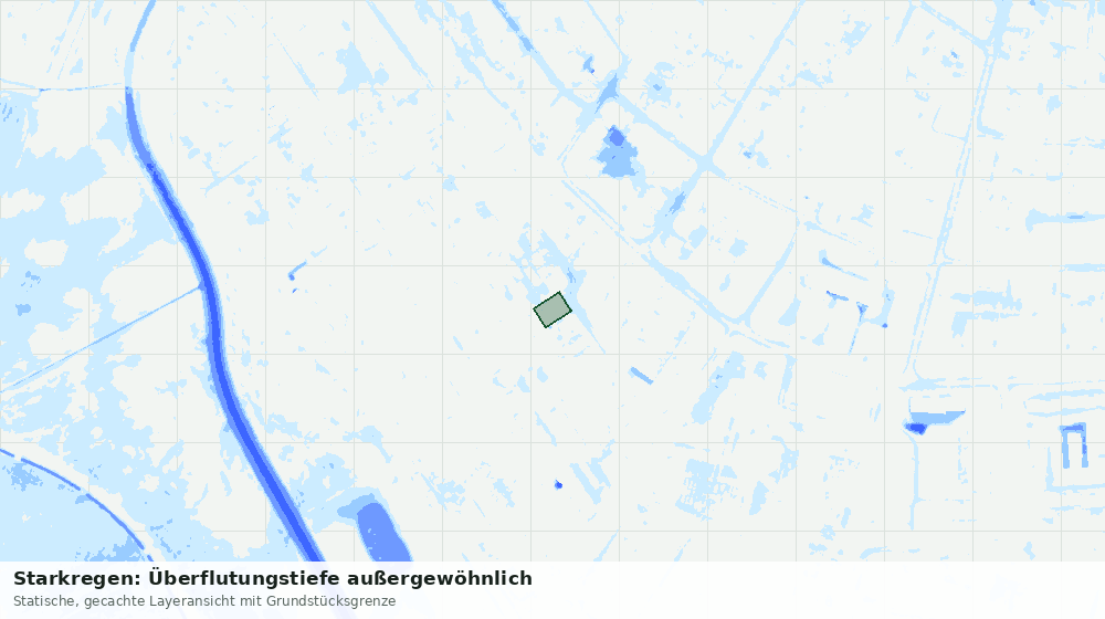 Statische Kartenansicht: Starkregen: Überflutungstiefe außergewöhnlich