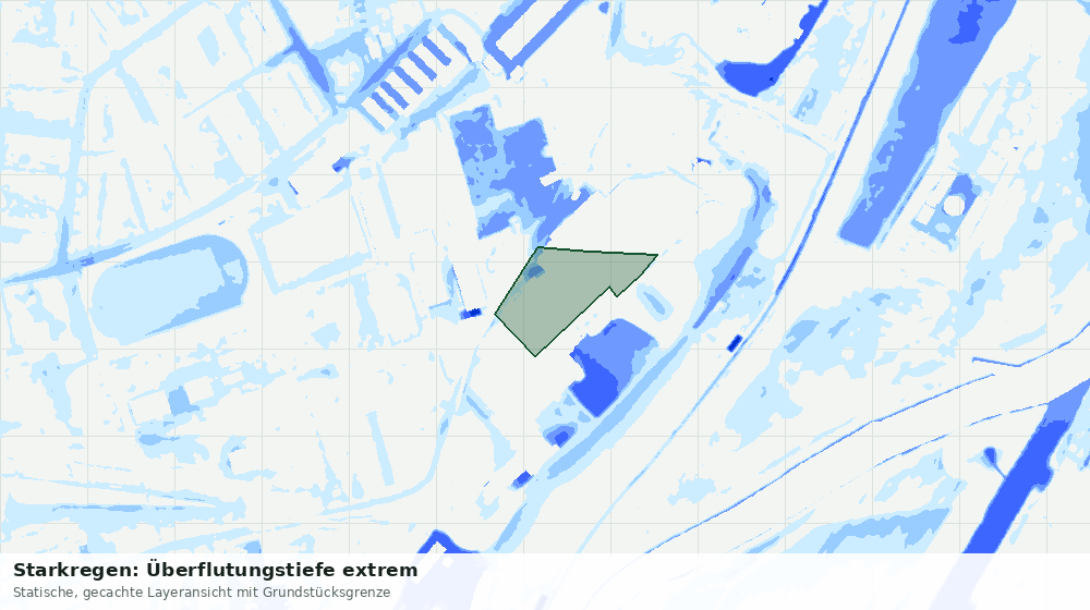 Statische Kartenansicht: Starkregen: Überflutungstiefe extrem