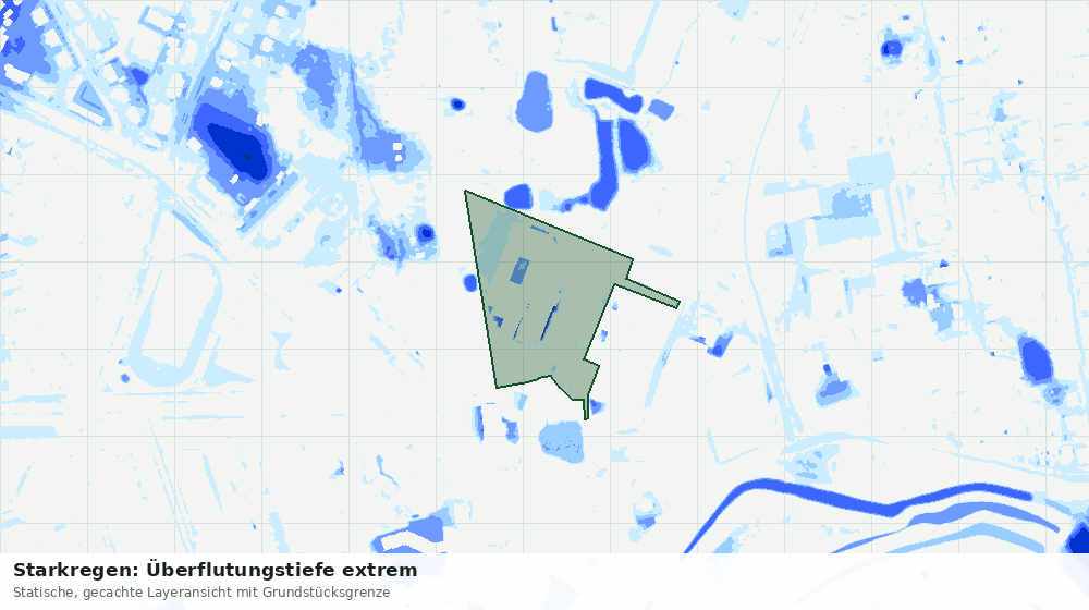 Statische Kartenansicht: Starkregen: Überflutungstiefe extrem