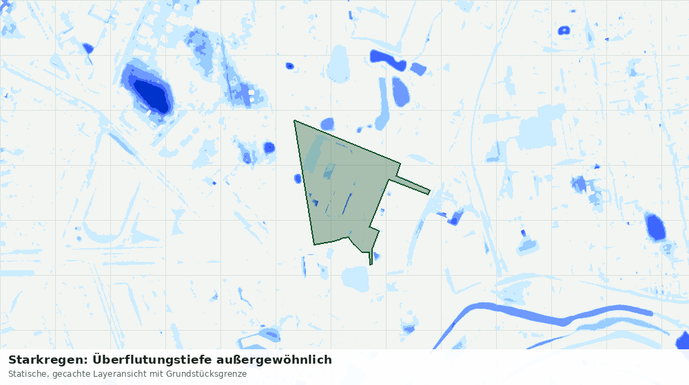 Statische Kartenansicht: Starkregen: Überflutungstiefe außergewöhnlich