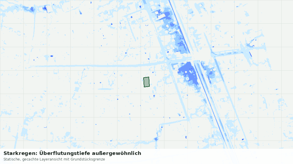Statische Kartenansicht: Starkregen: Überflutungstiefe außergewöhnlich