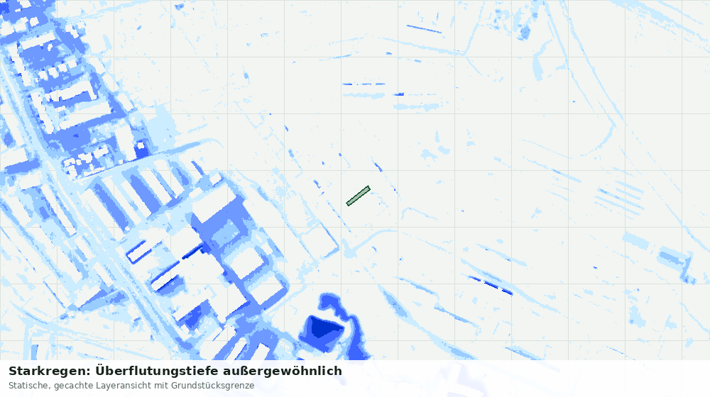 Statische Kartenansicht: Starkregen: Überflutungstiefe außergewöhnlich