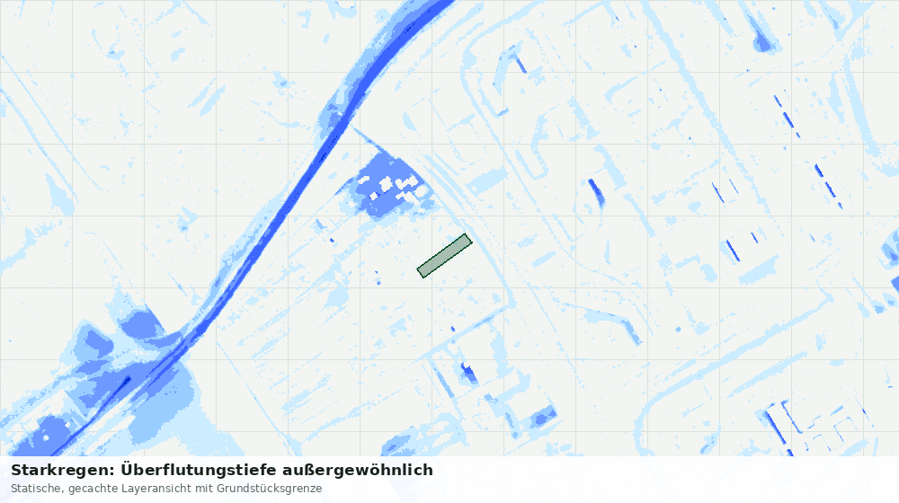 Statische Kartenansicht: Starkregen: Überflutungstiefe außergewöhnlich