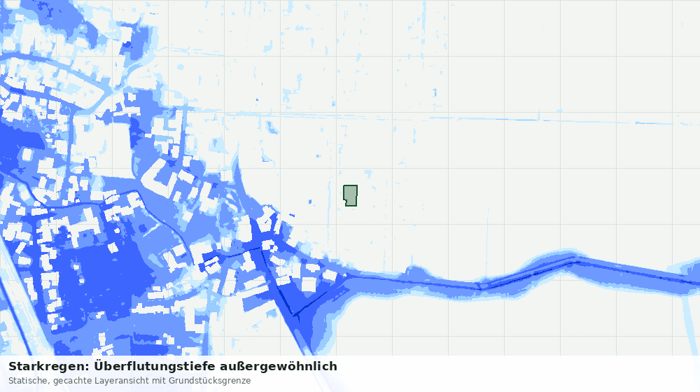 Statische Kartenansicht: Starkregen: Überflutungstiefe außergewöhnlich