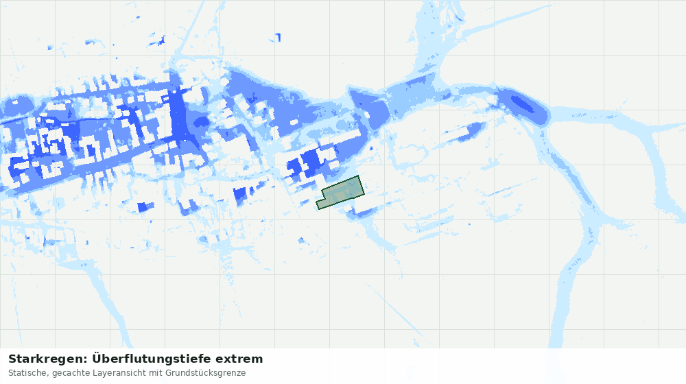 Statische Kartenansicht: Starkregen: Überflutungstiefe extrem