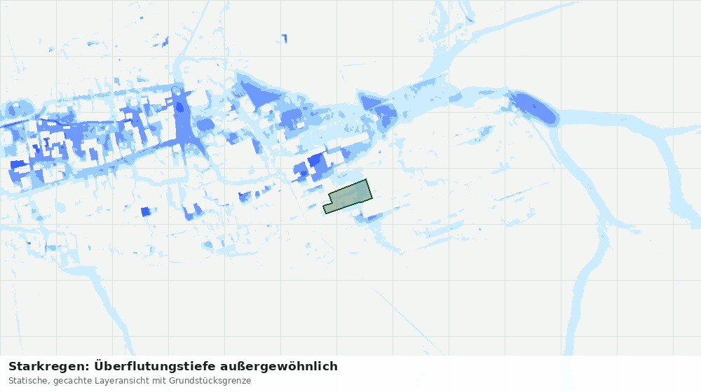 Statische Kartenansicht: Starkregen: Überflutungstiefe außergewöhnlich