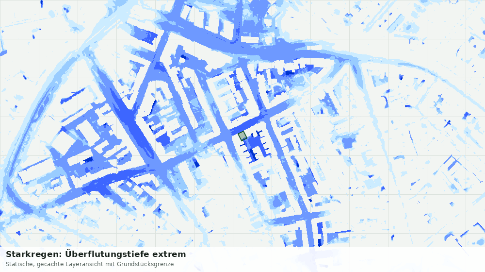 Statische Kartenansicht: Starkregen: Überflutungstiefe extrem