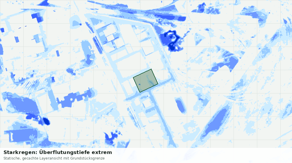 Statische Kartenansicht: Starkregen: Überflutungstiefe extrem