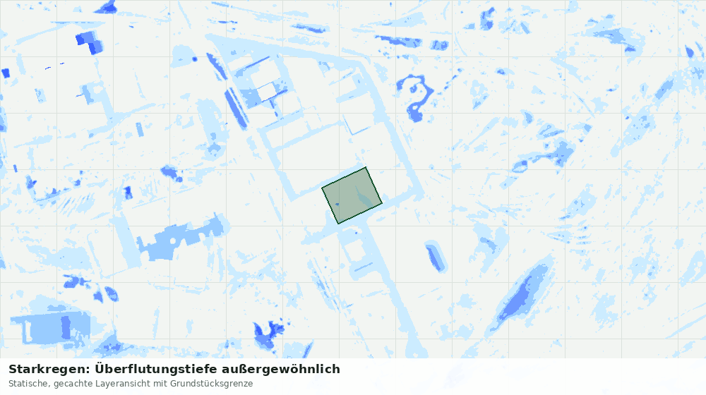 Statische Kartenansicht: Starkregen: Überflutungstiefe außergewöhnlich