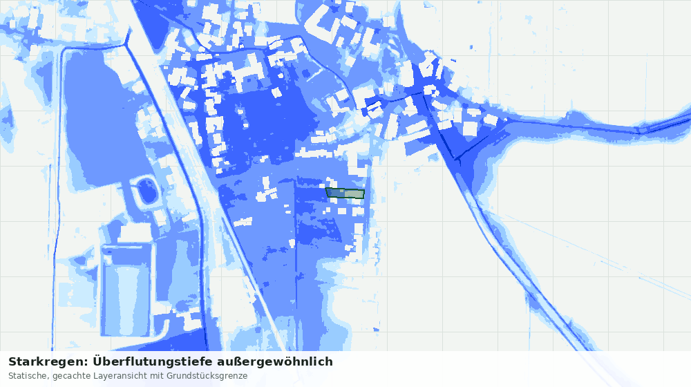 Statische Kartenansicht: Starkregen: Überflutungstiefe außergewöhnlich