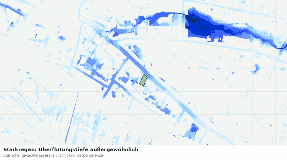 Statische Kartenansicht: Starkregen: Überflutungstiefe außergewöhnlich