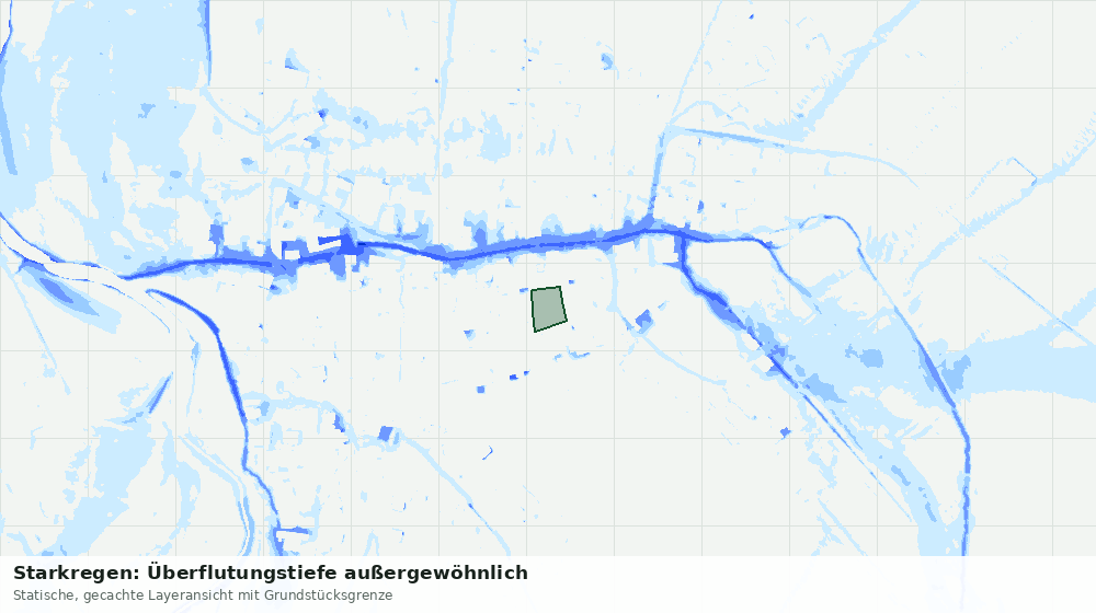 Statische Kartenansicht: Starkregen: Überflutungstiefe außergewöhnlich