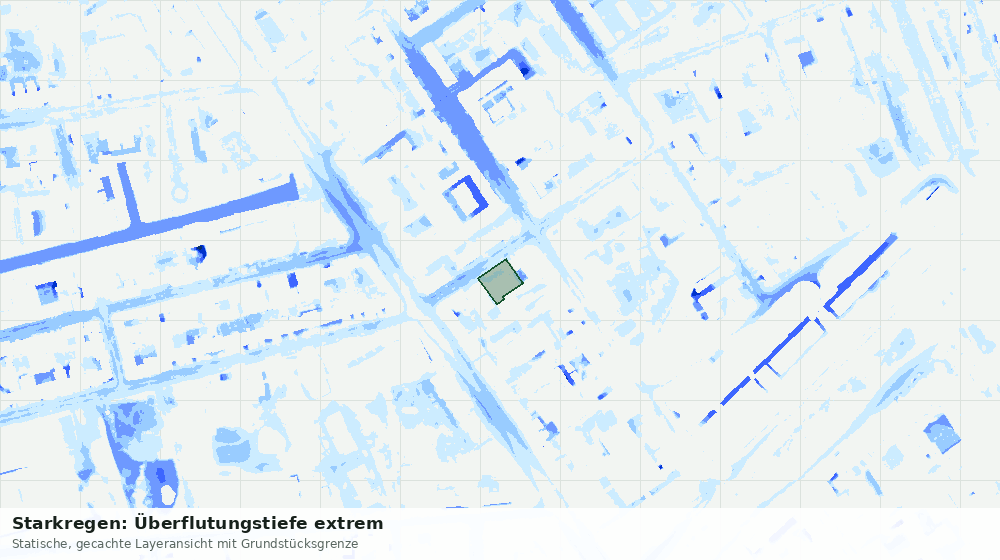 Statische Kartenansicht: Starkregen: Überflutungstiefe extrem