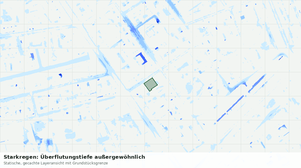 Statische Kartenansicht: Starkregen: Überflutungstiefe außergewöhnlich
